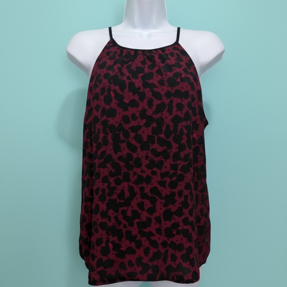 Express Halter Bubble-Hem Cami Red/Black Animal Print M - Picture 1 of 11